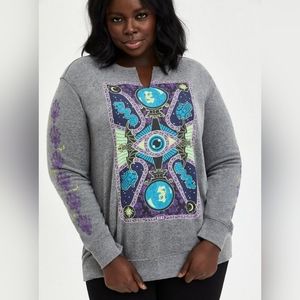 Torrid Disney Haunted Mansion Tarot Card Sweatshirt - Heather Grey sz 4